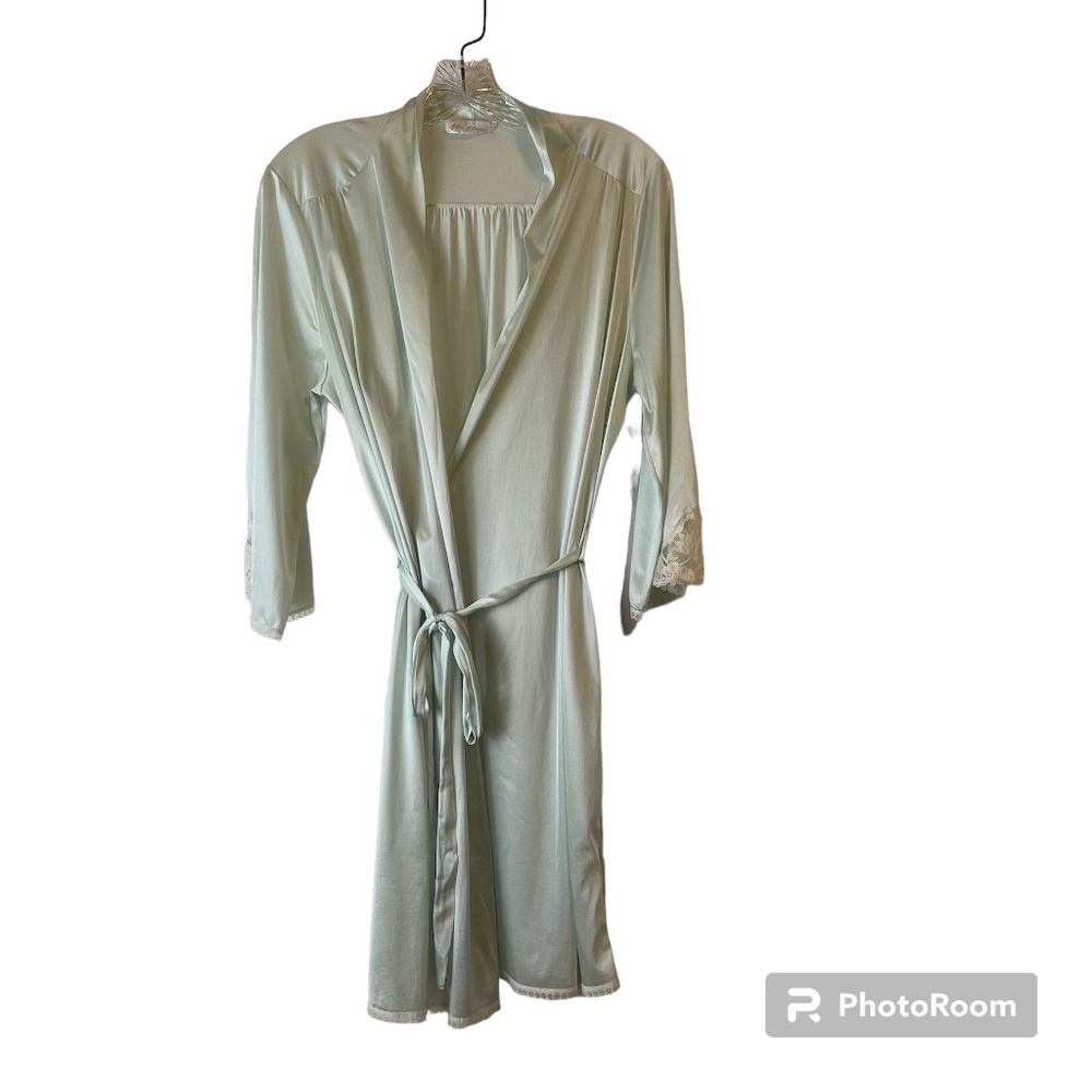 Miss Elaine Vintage Robe Size S Blue/Green Long Sleeve‎